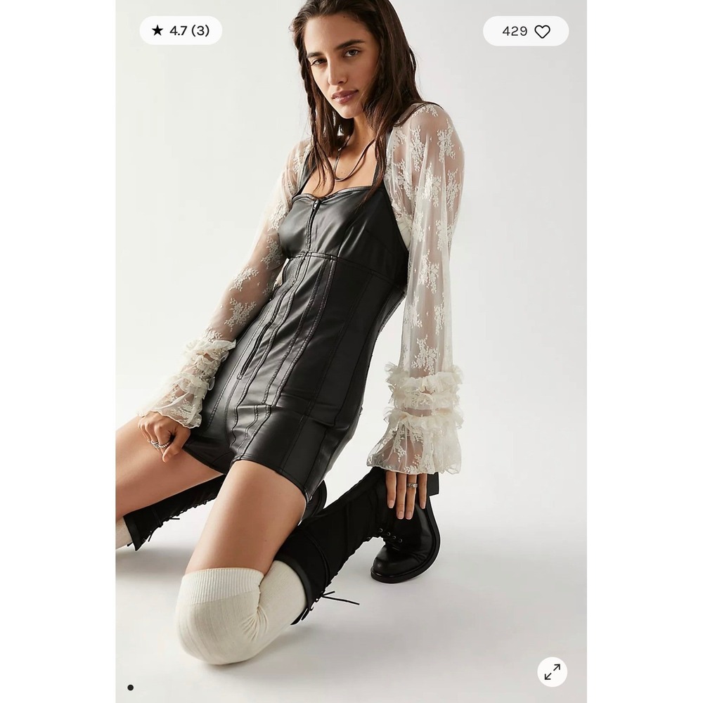Free People Pleasant Surprise Vegan Leather Moto Romper Black Size 8